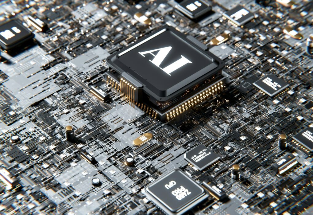3D render of AI chip representing AI wearables and spatial computing