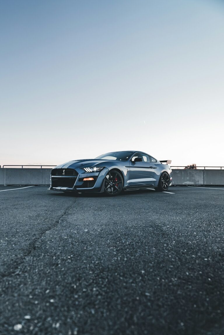 Customized silver Mustang sports car
